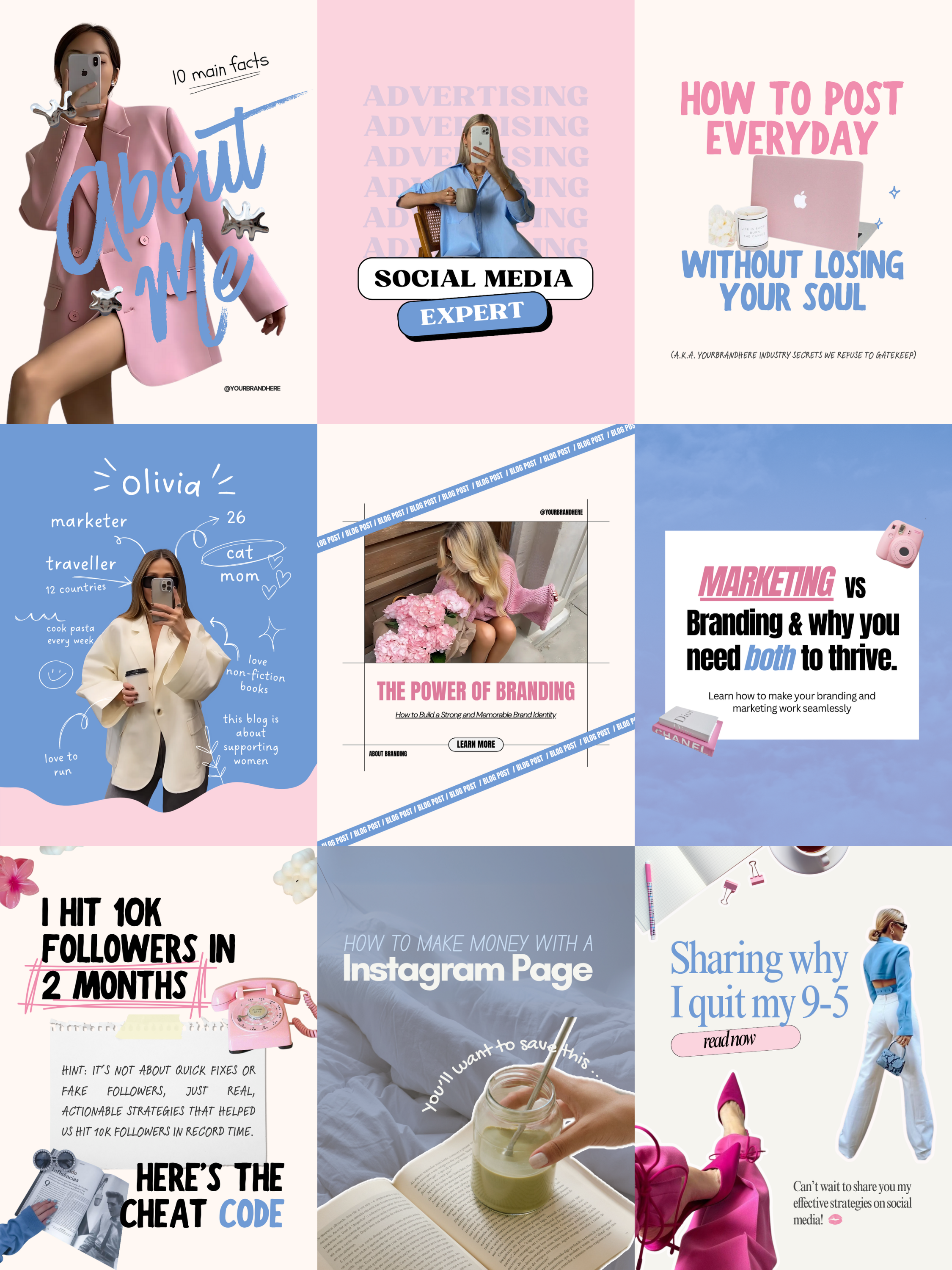 Pastel Aesthetic Instagram Carousel Templates